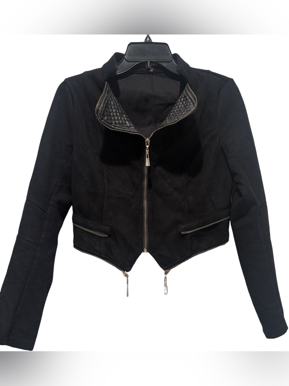 OBO Black Women's Zip-Front Moto Jacket
